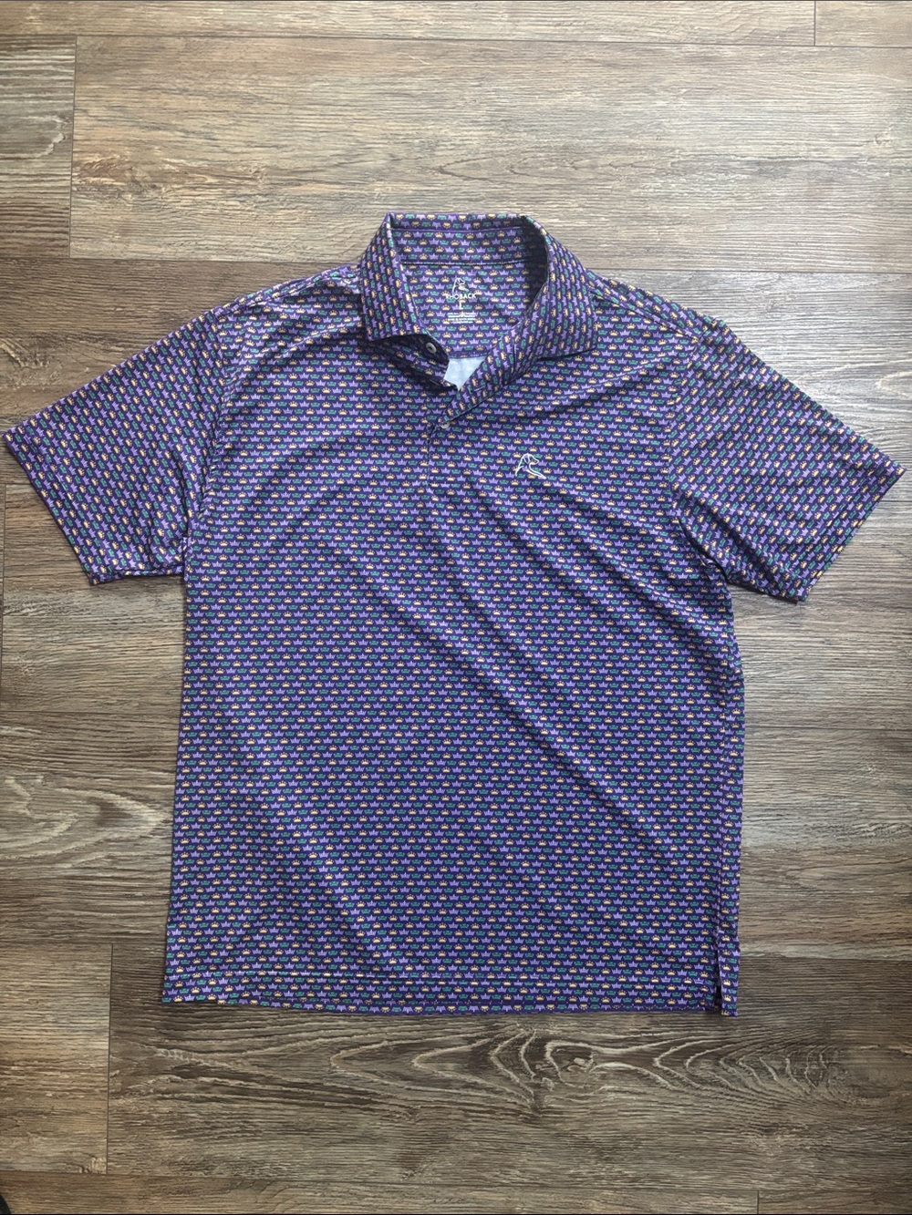 Rhoback Performance Polo Golf Shirt Mardi Gras Crown Purple Men's Size Large